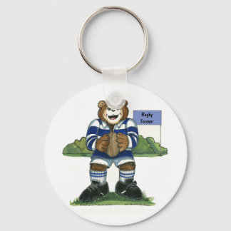 Porte-clés Porte - clé - Ours de rugby masculin en bleu
