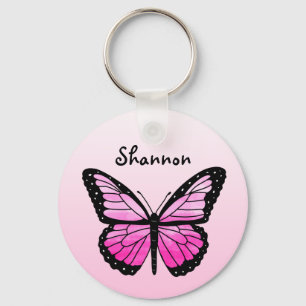 Porte-clés Porte - clé papillon rose personnalisé