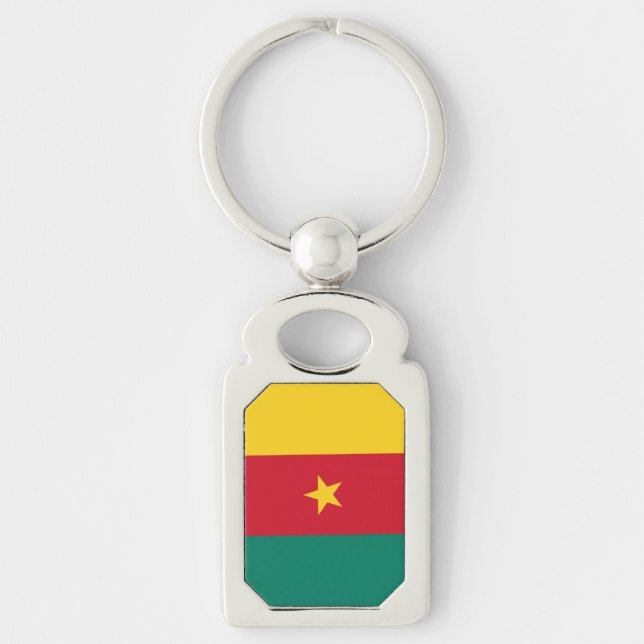 Porte-clés Porte - clé patriotique avec drapeau du Cameroun (Devant)