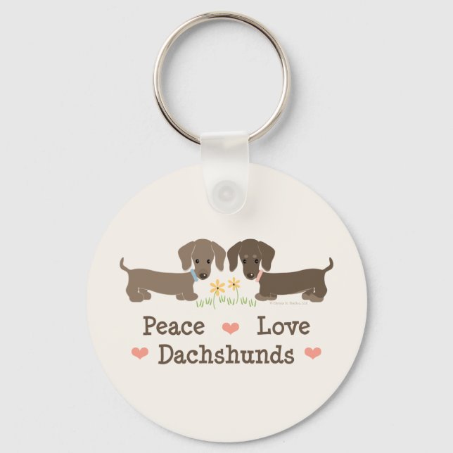 Porte-clés Porte - clé Peace Love Dachshunds (Recto)