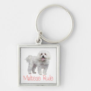 Porte-clés Porte - clé personnalisé de Chien à chiots maltais