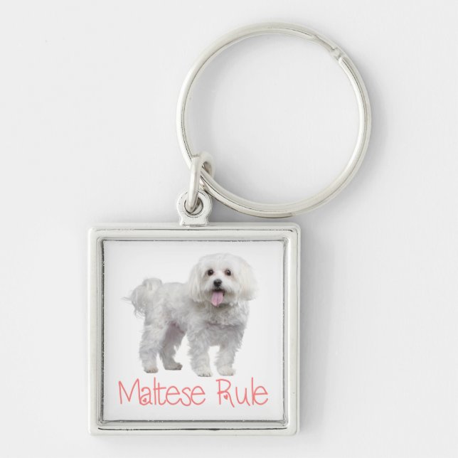 Porte-clés Porte - clé personnalisé de Chien à chiots maltais (Devant)