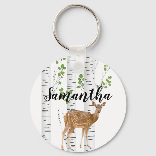 Porte-clés Porte - clé personnalisé Deer Doe Buck Woodland Hu (Recto)