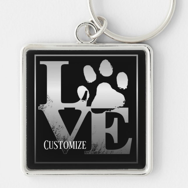 Porte-clés Porte - clé personnalisé Silver Love Paws (Devant)