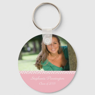 Porte-clés Porte - clé photo de graduation zig zag blanc rose