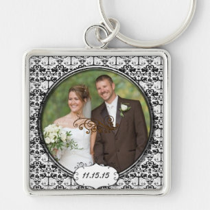 Porte-clés Porte - clé photo Mariage damassé vintage