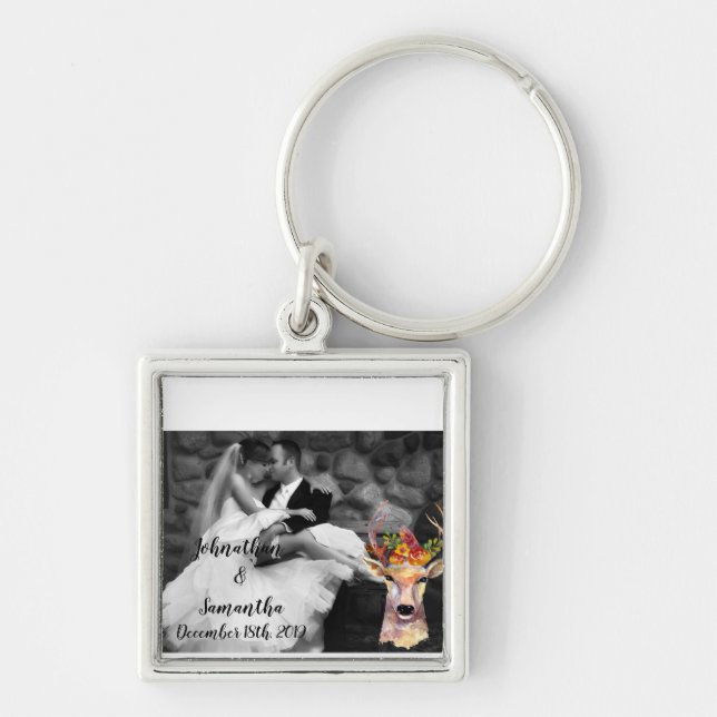 Porte-clés Porte - clé photo personnalisé boho cerf Buck Head (Devant)