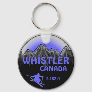 Porte-clés Porte - clé pourpre bleu d'art de ski de Whistler