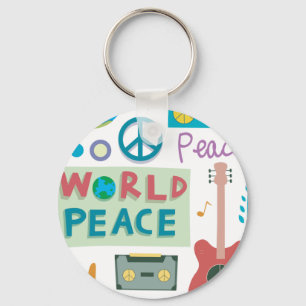 Porte-clés Porte - clé Retro World Peace Icons