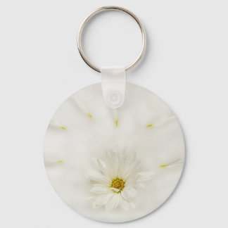 Porte-clés Porte - clé rond blanc Fleur marguerite