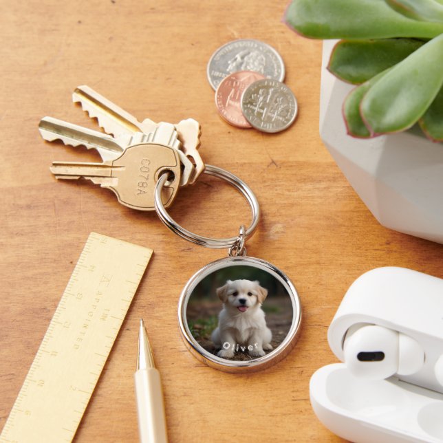 Porte-clés Porte - clé rond personnalisé - Photo et nom perso (Bureau)