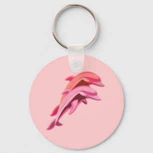 Porte-clés Porte - clé rose de rose de conception de dauphin