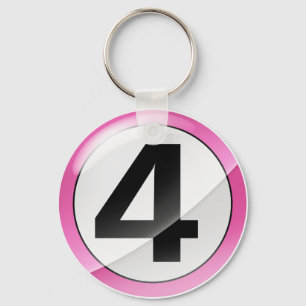 Porte-clés Porte - clé rose du numéro 4
