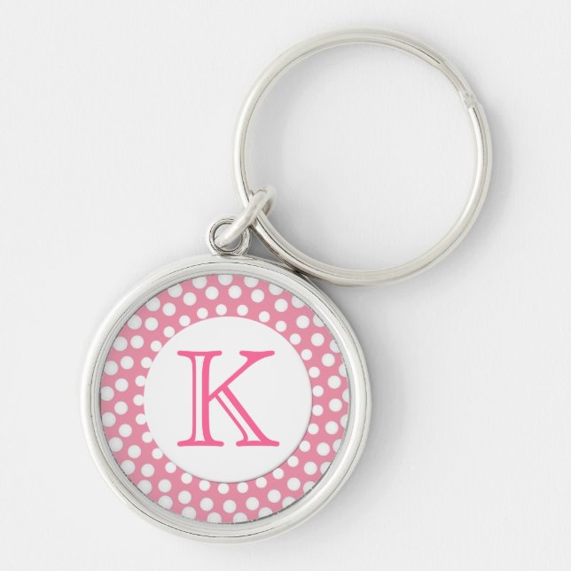 Porte-clés Porte - clé rose et blanc de monogramme (Devant)