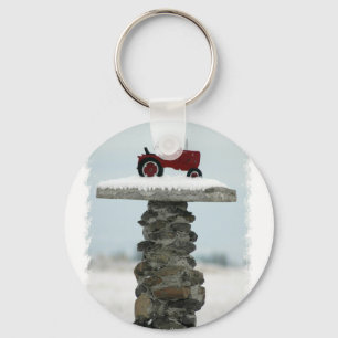 Porte-clés Porte - clé rouge de bouton de tracteur