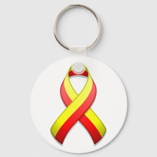Porte-clés Porte - clé rouge et jaune de ruban de conscience