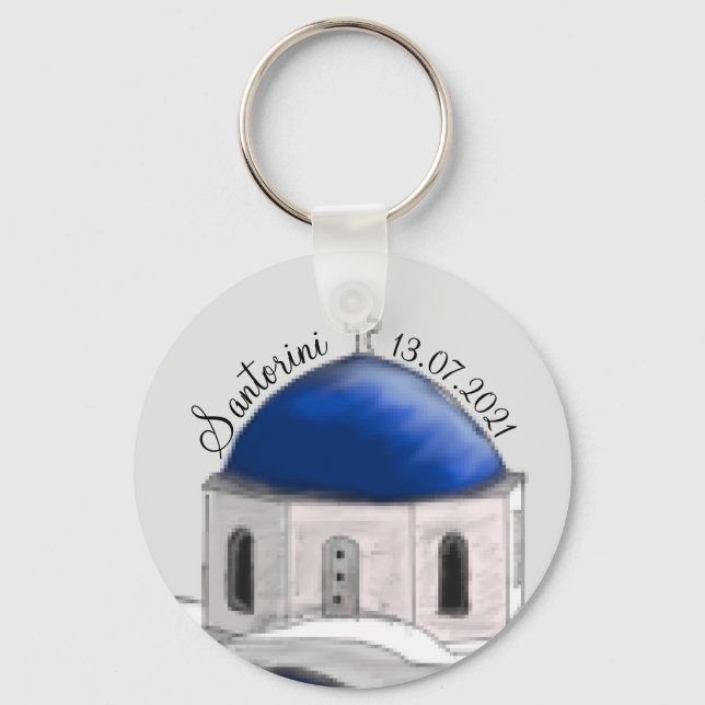 Porte-clés Porte - clé Santorini Blue Dome mariage faveur (Recto)