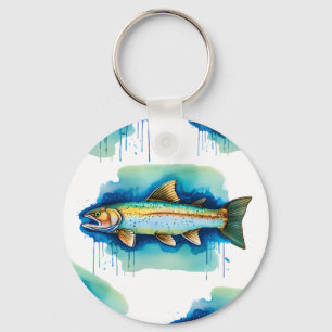 Porte-clés Porte - clé - Série aquarelle : truite/Saumon