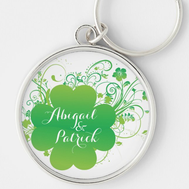Porte-clés Porte - clé Shamrock irlandais personnalisé (Devant)