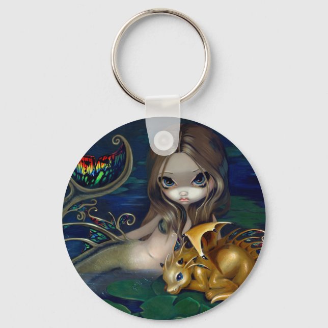 Porte-clés porte - clé "Sirène avec un dragon d'or" (Recto)