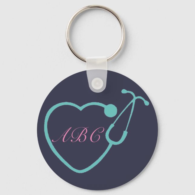 Porte-clés Porte - clé Stethoscope Monogramme Personnalisé (Recto)