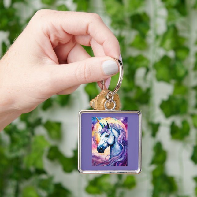 Porte-clés Porte - clé Unicorne Cosmologique Violet (main)