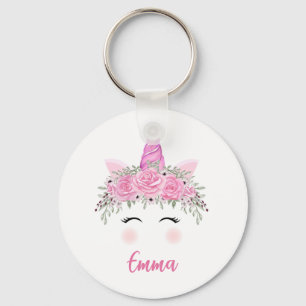 Porte-clés Porte - clé Unicorne Personnalisé Avec Nom Rose