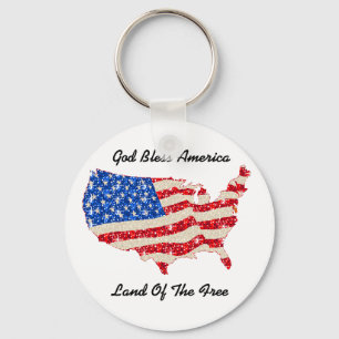 Porte-clés Porte - clé USA Drapeau Dieu béni Amérique