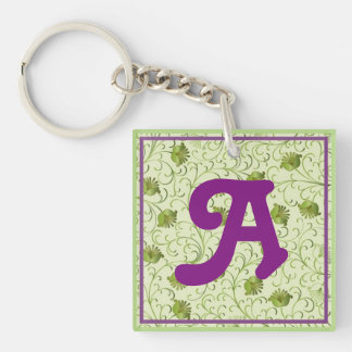 Porte-clés Porte - clé vert Un-Décoré d'un monogramme de