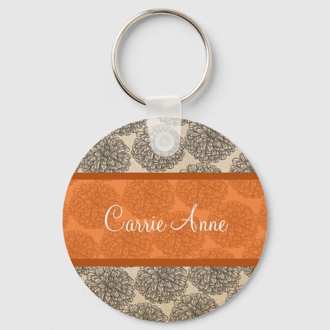 Porte-clés Porte - clé Vintage Orange Zinnia (Recto)