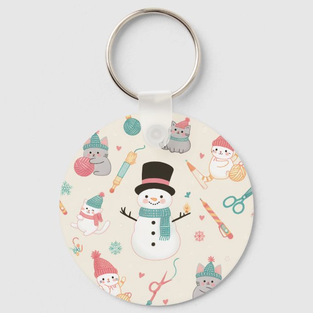 Porte-clés Porte - clés Cat Snowman (Recto)