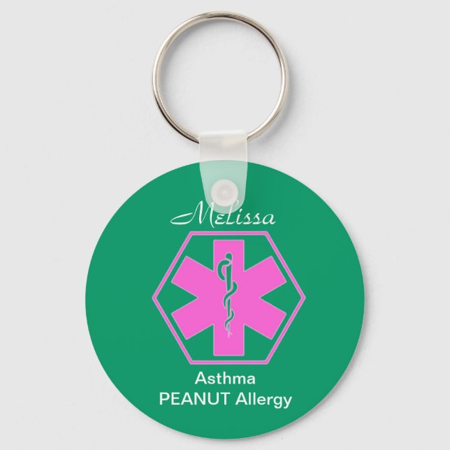 Porte-clés Porte - clés d'alerte Médicale d'allergie personna (Recto)