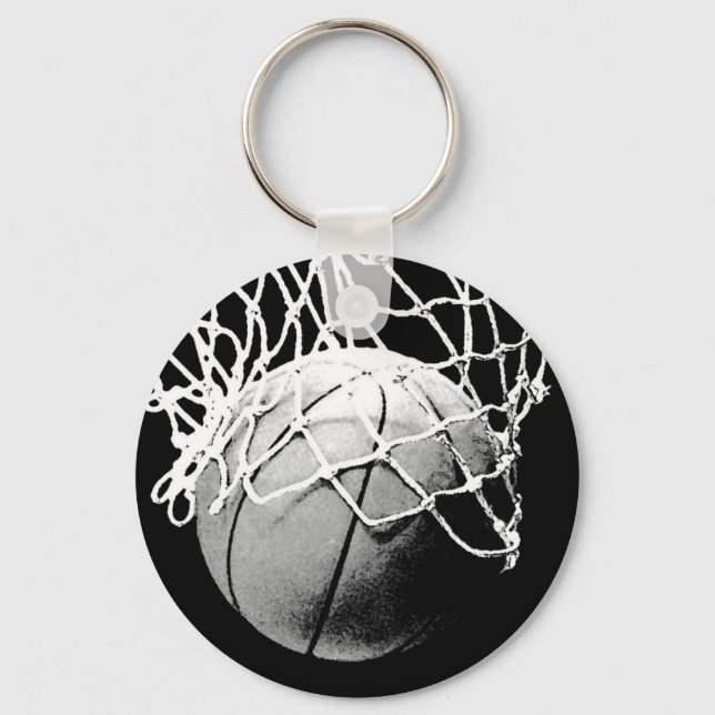 Porte-clés Porte - clés de basket-ball noir et blanc (Recto)
