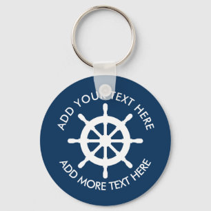 Porte-clés Porte - clés de roue nautique avec texte personnal