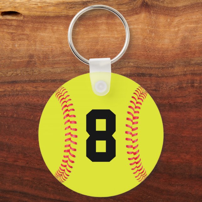 Porte-clés Porte - clés de softball sur mesure Jersey Number (Recto)