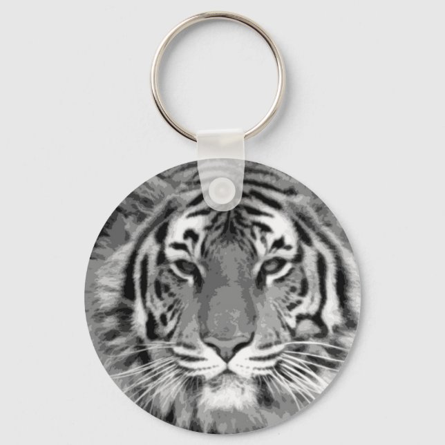 Porte-clés Porte - clés de tigre noir et blanc (Recto)