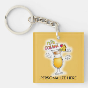 PORTE-CLÉS PORTE - CLÉS - PINA COLADA RECEPE COCKTAIL ART