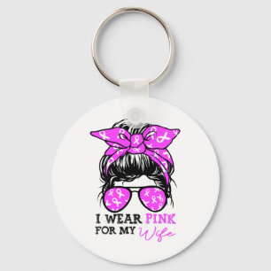 Porte-clés Porter le rose pour ma femme Messy Bun Cancer du s