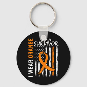 Porte-clés Porter Orange Je suis un survivant Leucémie Cancer