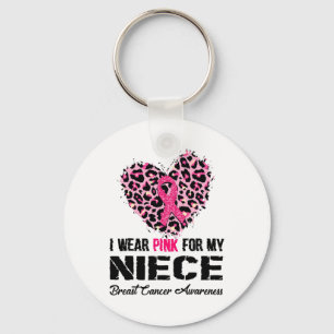 Porte-clés Portez le rose pour ma nièce Conscience du cancer