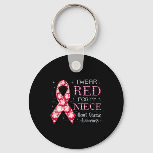Porte-clés Portez Le Rouge Pour Ma Nièce Coeur Maladie Soutie