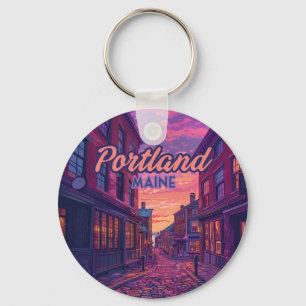Porte-clés Portland Maine Vieux Port Cobblestone Vintage