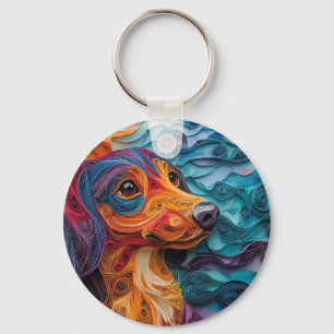 Porte-clés Portrait coloré Dachshund Chien