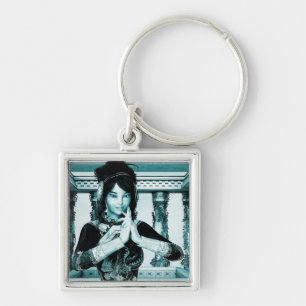 Porte-clés Portrait d'art royal asiatique de femme en bleu