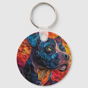 Porte-clés Portrait de chien corso de canne coloré