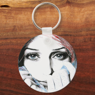 Porte-clés Portrait de fille Joli yeux aquarelle peinture art