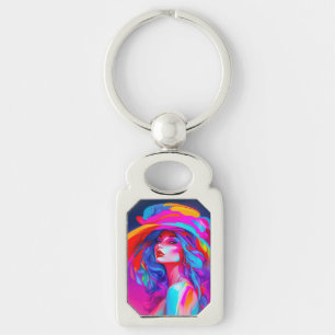 Porte-clés Portrait de Neon Pop Art