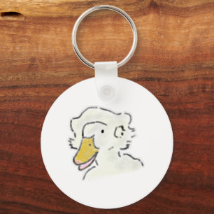 Porte-clés Portrait d'oie blanche dessin à bec jaune