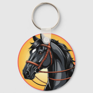 Porte-clés Portrait élégant de cheval noir
