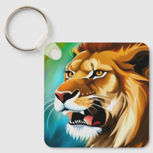 Porte-clés Portrait Posé côté Lion rugissant-57566